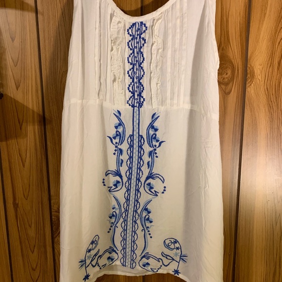 Sacred Threads Tank Top Blue Embroidery - Picture 2 of 4
